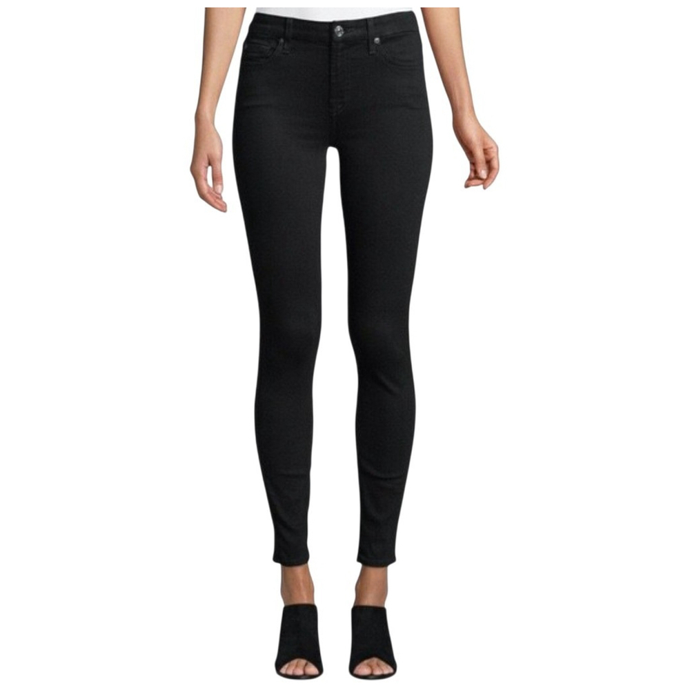 7 For All Mankind The Slim Cigarette Black Jeans Size 32 Women's Inseam 30"